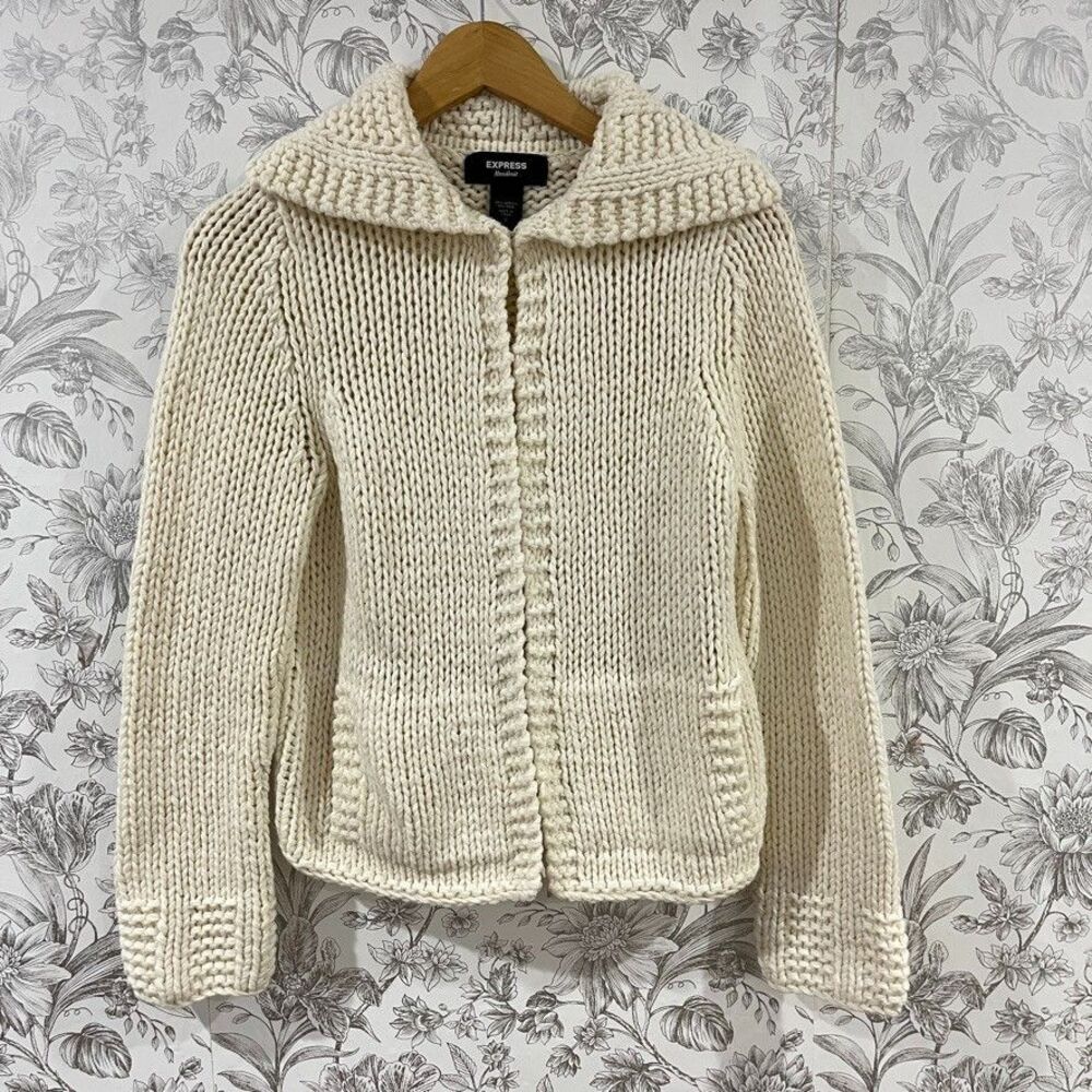 Vintage Express Handknit Chunky Knit Sweater Wool Blend Cottagecore Womens Sz S